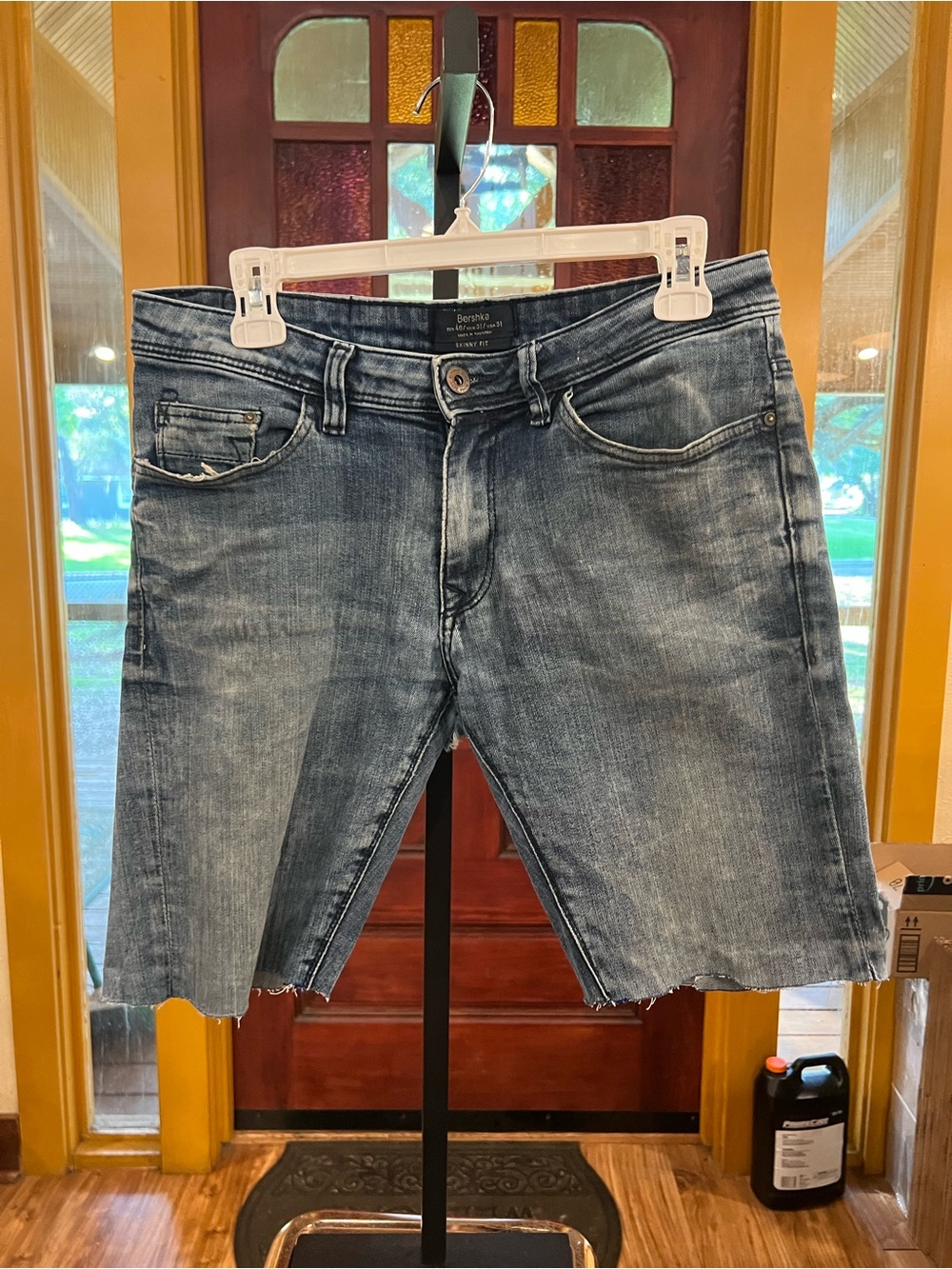 Bershka Faded Blue Denim Cutoff Shorts